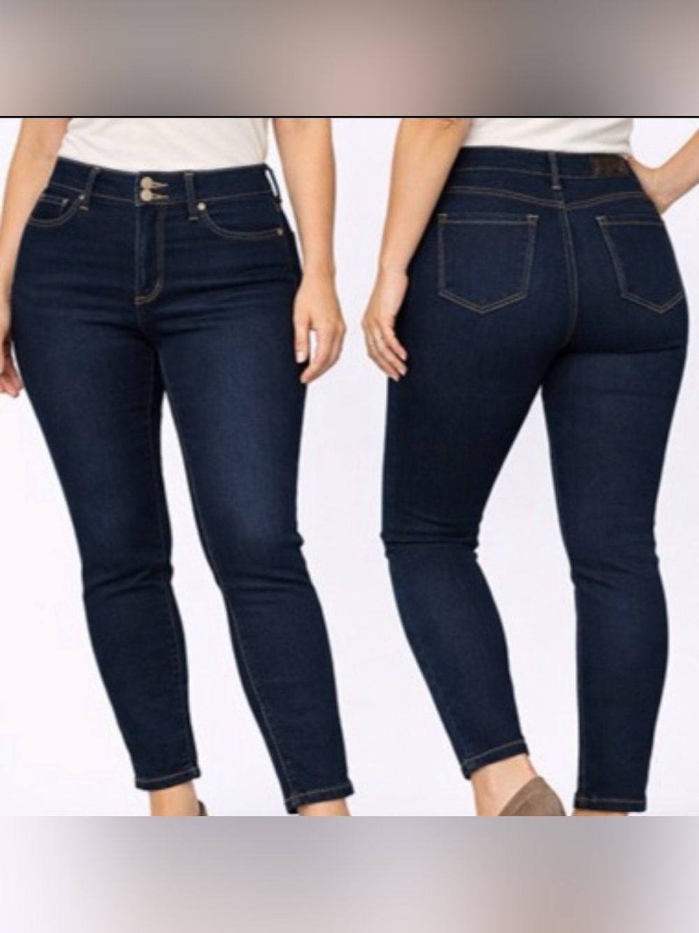 Anne Klein High Rise Skinny Ankle Jeans Indigo Rinse Wash Size 18W